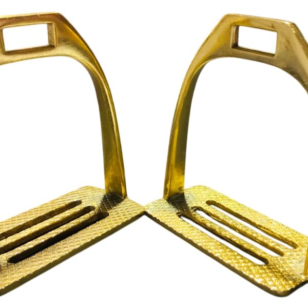 BRASS PLATED 4 BAR STIRRUP IRONS - 105