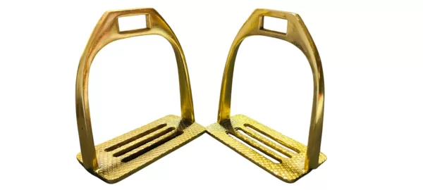 BRASS PLATED 4 BAR STIRRUP IRONS - 105